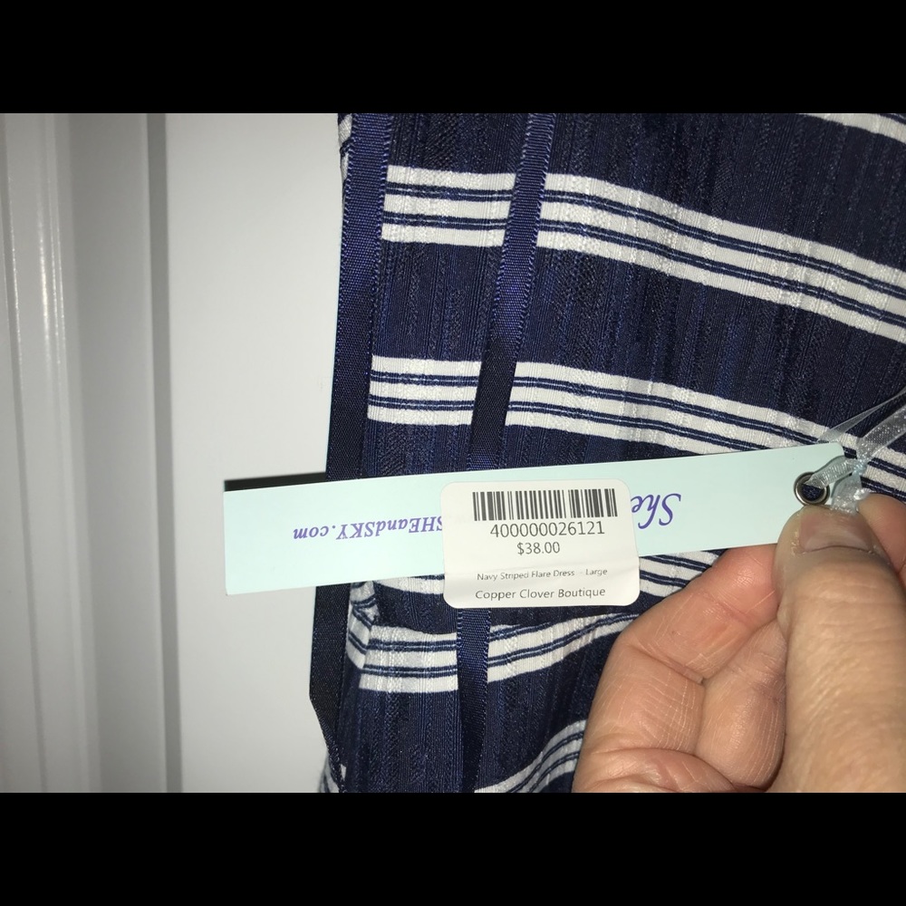 NWT Navy Striped Flare dress - Picture 7 of 7